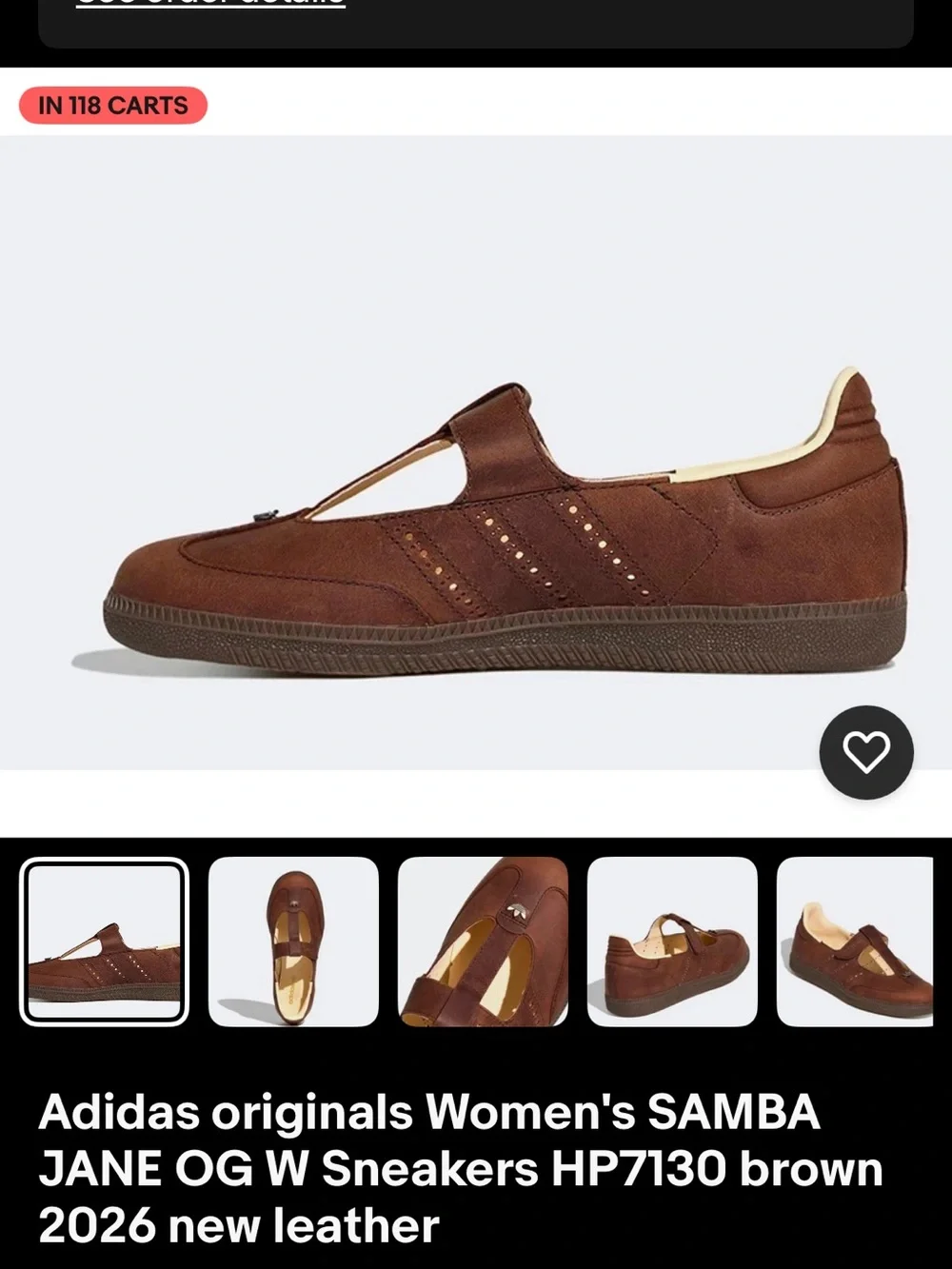 adidas Women's Samba Jane T‑Strap Sneakers in Brown - Picture 2 of 6
